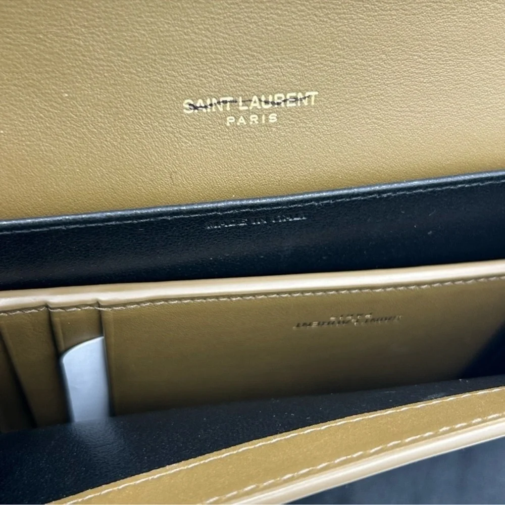 Saint Laurent YSL tan leather clutch/chain wallet made in Italy - Picture 7 of 11